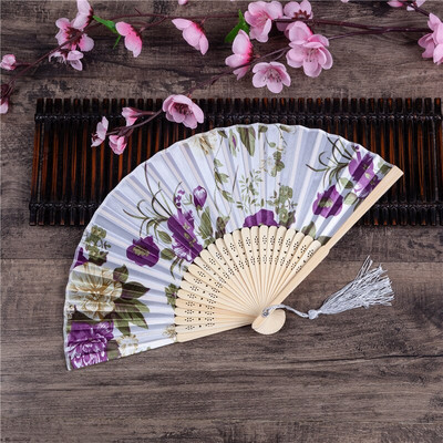 Vintažinio stiliaus bambuko šilko sulankstomas vėduoklė Kinų raštas Menas amatai Dovana Vestuvėms Namų puošmena Papuošalai Šokių rankų ventiliatoriaus dovana