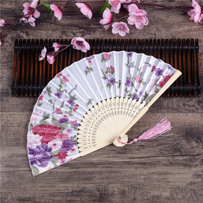 Vintažinio stiliaus bambuko šilko sulankstomas vėduoklė Kinų raštas Menas amatai Dovana Vestuvėms Namų puošmena Papuošalai Šokių rankų ventiliatoriaus dovana
