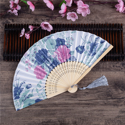 Vintažinio stiliaus bambuko šilko sulankstomas vėduoklė Kinų raštas Menas amatai Dovana Vestuvėms Namų puošmena Papuošalai Šokių rankų ventiliatoriaus dovana