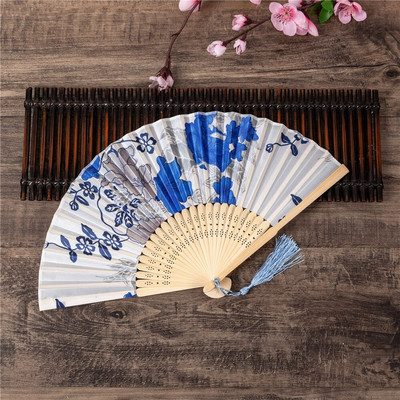Vintažinio stiliaus bambuko šilko sulankstomas vėduoklė Kinų raštas Menas amatai Dovana Vestuvėms Namų puošmena Papuošalai Šokių rankų ventiliatoriaus dovana