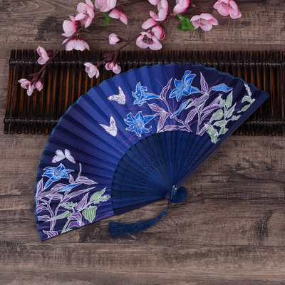 Vintažinio stiliaus bambuko šilko sulankstomas vėduoklė Kinų raštas Menas amatai Dovana Vestuvėms Namų puošmena Papuošalai Šokių rankų ventiliatoriaus dovana