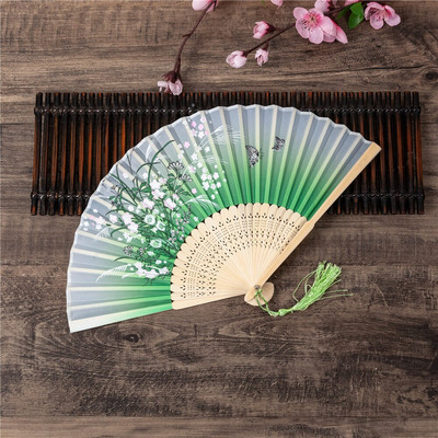 Vintažinio stiliaus bambuko šilko sulankstomas vėduoklė Kinų raštas Menas amatai Dovana Vestuvėms Namų puošmena Papuošalai Šokių rankų ventiliatoriaus dovana
