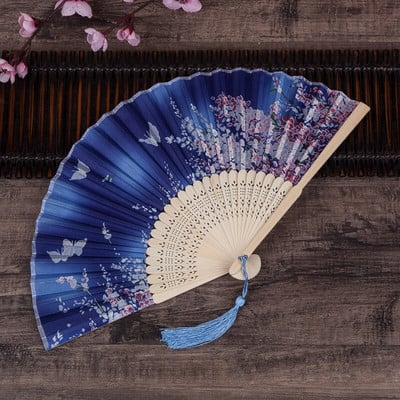 Vintažinio stiliaus bambuko šilko sulankstomas vėduoklė Kinų raštas Menas amatai Dovana Vestuvėms Namų puošmena Papuošalai Šokių rankų ventiliatoriaus dovana