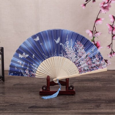 Vintažinio stiliaus bambuko šilko sulankstomas vėduoklė Kinų raštas Menas amatai Dovana Vestuvėms Namų puošmena Papuošalai Šokių rankų ventiliatoriaus dovana