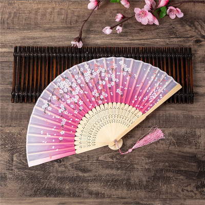 Vintažinio stiliaus bambuko šilko sulankstomas vėduoklė Kinų raštas Menas amatai Dovana Vestuvėms Namų puošmena Papuošalai Šokių rankų ventiliatoriaus dovana