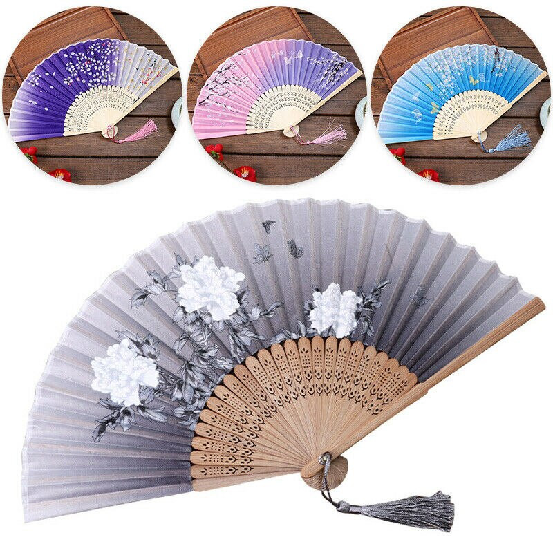 Vintažinio stiliaus bambuko šilko sulankstomas vėduoklė Kinų raštas Menas amatai Dovana Vestuvėms Namų puošmena Papuošalai Šokių rankų ventiliatoriaus dovana