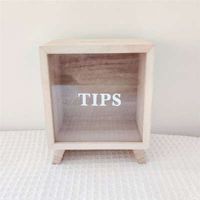 Cutii de bani nordice din lemn Pușculiță personalizate din lemn Cafenea Rezervor de basculare Artizanat Ornament de birou Rezervoare de depozitare a monedelor pentru copii