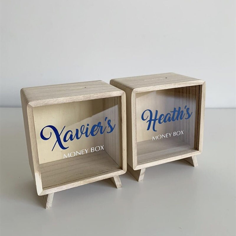 Cutii de bani nordice din lemn Pușculiță personalizate din lemn Cafenea Rezervor de basculare Artizanat Ornament de birou Rezervoare de depozitare a monedelor pentru copii