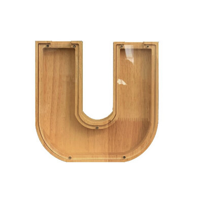 Pușculiță din lemn cu 26 de litere Depozitare pentru monede Decorație creativă transparentă pentru birou Decorarea casei Cadou de artizanat