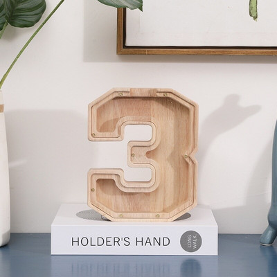 Pușculiță din lemn cu 26 de litere Depozitare pentru monede Decorație creativă transparentă pentru birou Decorarea casei Cadou de artizanat