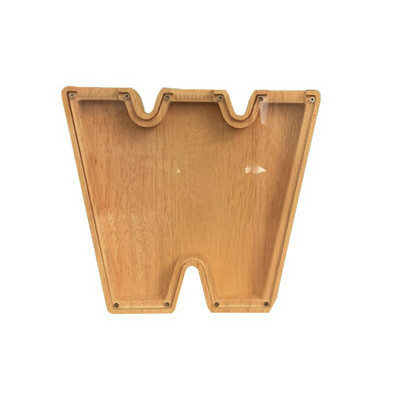 Pușculiță din lemn cu 26 de litere Depozitare pentru monede Decorație creativă transparentă pentru birou Decorarea casei Cadou de artizanat