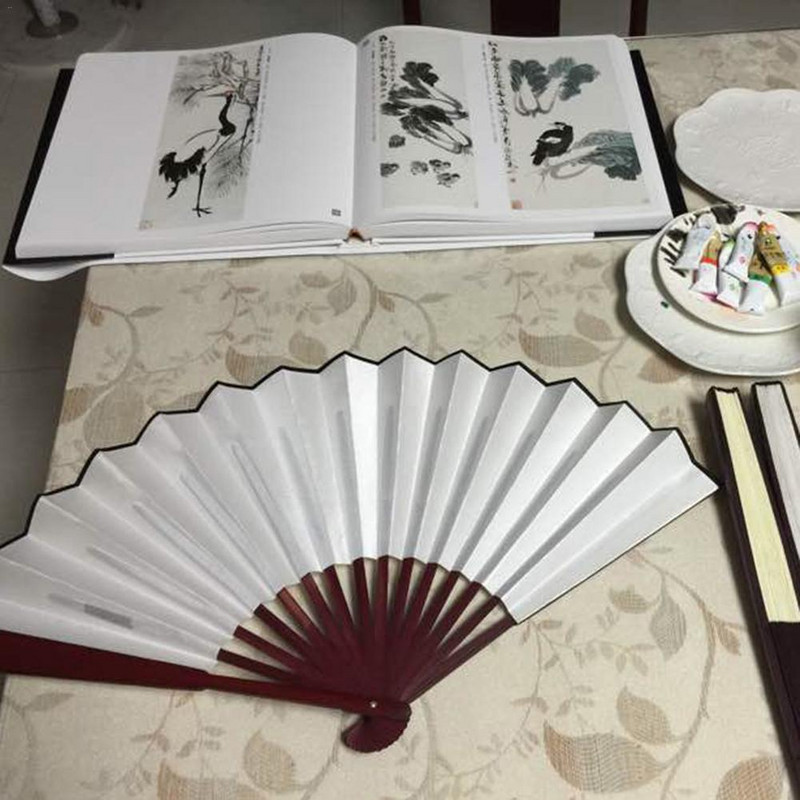 10/13 hüvelykes összecsukható ventilátor kézi selyem szövet DIY kínai összecsukható ventilátor fa bambusz ókori összecsukható ventilátor barkács kalligráfia festés