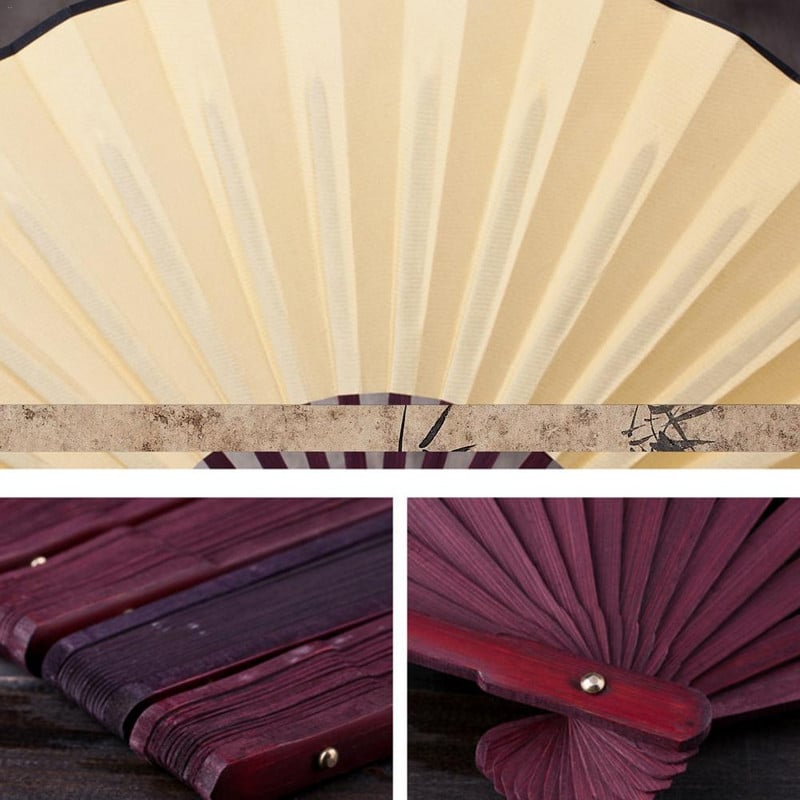 10/13 hüvelykes összecsukható ventilátor kézi selyem szövet DIY kínai összecsukható ventilátor fa bambusz ókori összecsukható ventilátor barkács kalligráfia festés