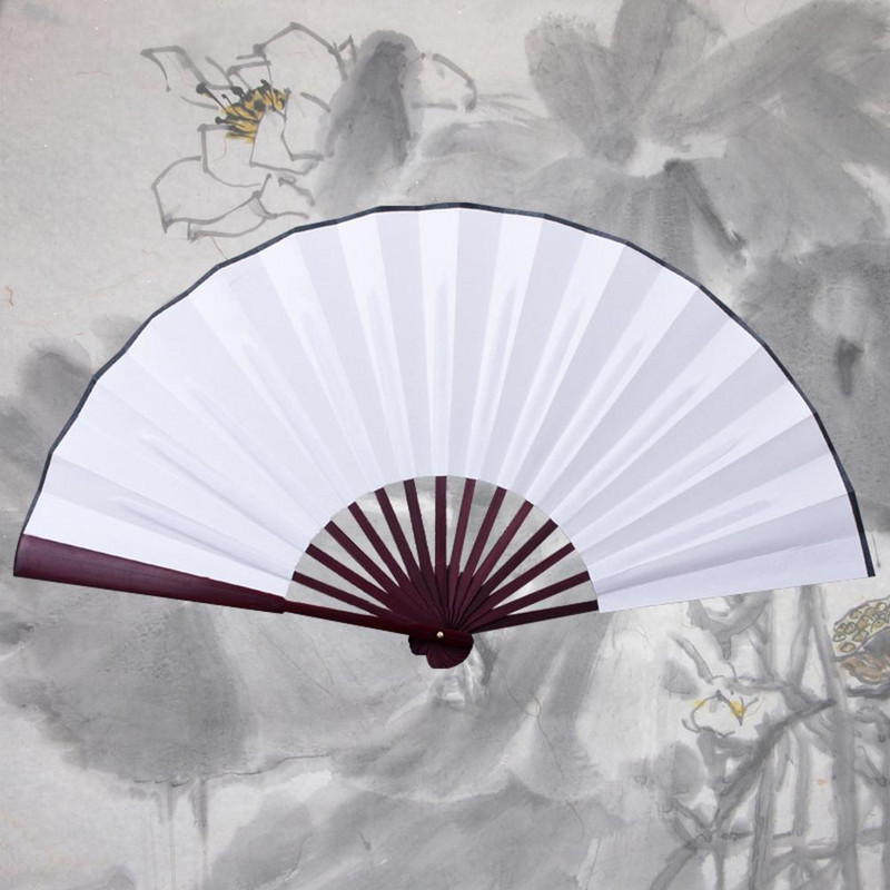 10/13 hüvelykes összecsukható ventilátor kézi selyem szövet DIY kínai összecsukható ventilátor fa bambusz ókori összecsukható ventilátor barkács kalligráfia festés