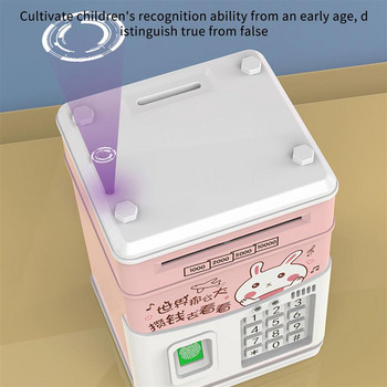Електронна касичка с код/гласово разпознаване/заключване на пръстов отпечатък ABS розов безопасен банкомат Депозитна кутия за играчка за дете Подарък за рожден ден