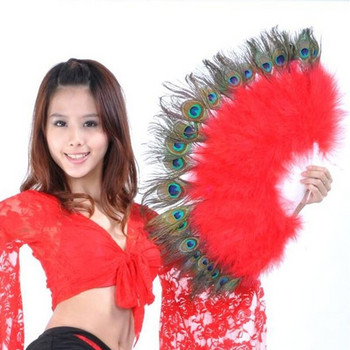 Пауново перо Сгъваем ръчен вентилатор Китайски японски Сладко сватбено парти Cosplay Dance Fan Art Craft Home Decoration Regalantes Fan
