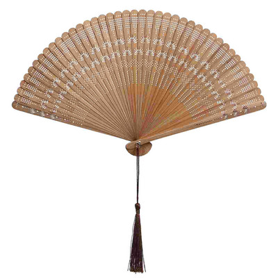 Kézzel összecsukható ventilátorok kínai összecsukható vintage szövött kézi retro szantálfa esküvői fa nyélfa nyári kellékek tánc