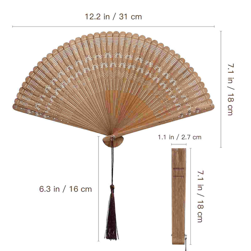 Kézzel összecsukható ventilátorok kínai összecsukható vintage szövött kézi retro szantálfa esküvői fa nyélfa nyári kellékek tánc