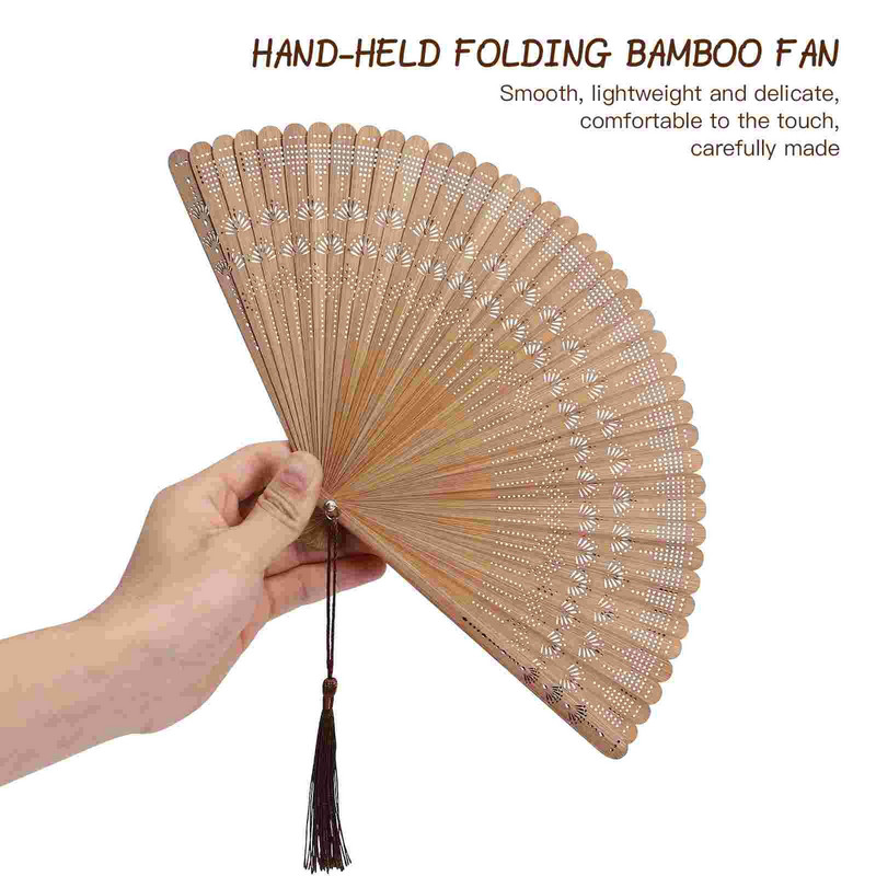 Kézzel összecsukható ventilátorok kínai összecsukható vintage szövött kézi retro szantálfa esküvői fa nyélfa nyári kellékek tánc