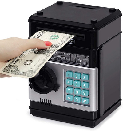 Electronic Piggy Bank ATM Password Cash Box Cash Coin Savings Box ATM Bank Safe Deposit Banknotes Children`s New Year Gift