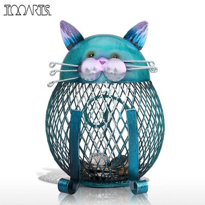 Tooarts Cat Piggy Bank Metal Coin Bank Money Box Figurines Coin Box Saving Money Διακόσμηση σπιτιού Πρωτοχρονιάτικο Χριστουγεννιάτικο δώρο για παιδιά