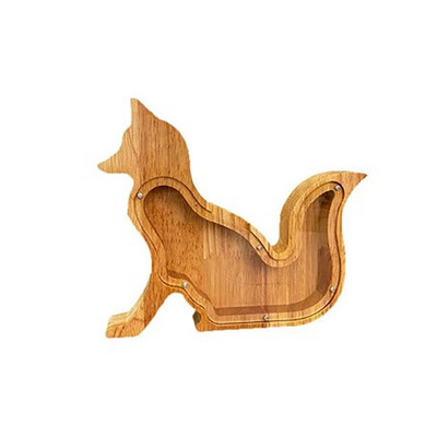 Drăguț dinozaur porc pisică pește urs animale cutii de bani monede pușculiță ornament de birou Rezervor de depozitare pentru monede pușculiță din lemn pentru animale