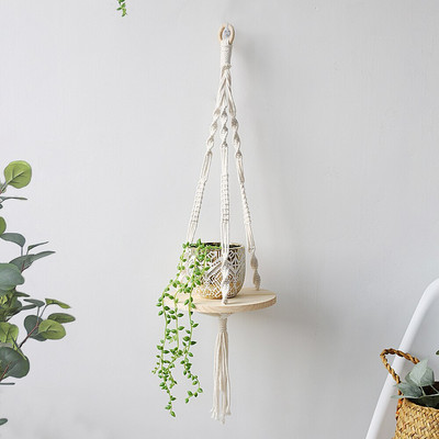 Macrame sieninė lentyna Boho namų dekoro lentynos ant sienos žvakių laikiklio plaukiojanti lentyna miegamojo medžio dekoravimui Vaikų lentynos