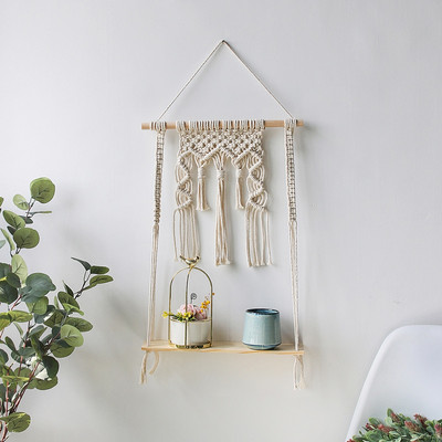 Macrame sieninė lentyna Boho namų dekoro lentynos ant sienos žvakių laikiklio plaukiojanti lentyna miegamojo medžio dekoravimui Vaikų lentynos