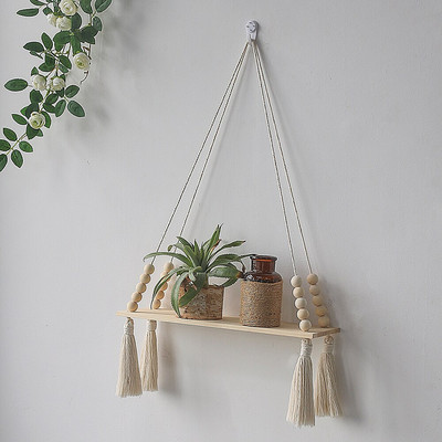 Macrame sieninė lentyna Boho namų dekoro lentynos ant sienos žvakių laikiklio plaukiojanti lentyna miegamojo medžio dekoravimui Vaikų lentynos