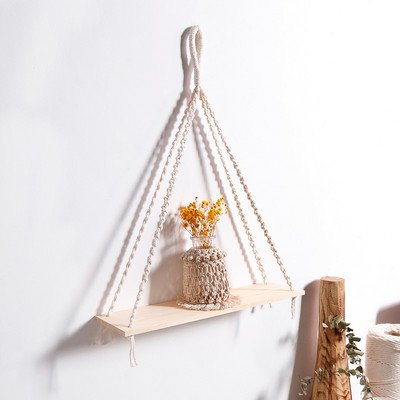 Macrame sieninė lentyna Boho namų dekoro lentynos ant sienos žvakių laikiklio plaukiojanti lentyna miegamojo medžio dekoravimui Vaikų lentynos