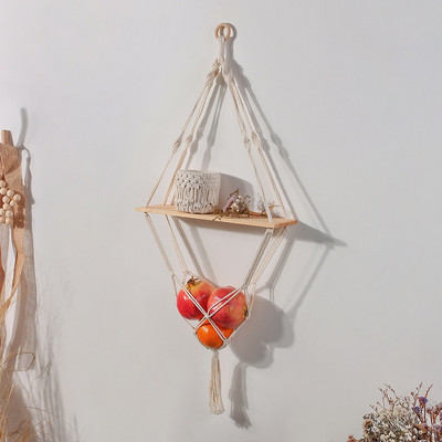 Macrame sieninė lentyna Boho namų dekoro lentynos ant sienos žvakių laikiklio plaukiojanti lentyna miegamojo medžio dekoravimui Vaikų lentynos