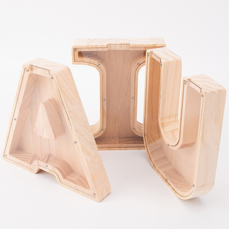 Ábécé Malacpersely Levél Pénzes dobozok Tároló Gyerekjátékok Lakásdekoráció Fa érme Takarékdoboz Asztali dísz lakberendezés