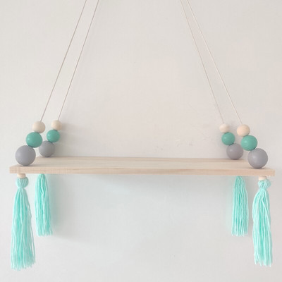 Skandinaviško stiliaus spalvingi karoliukai kutai mediniai Sieninė lentyna Sieninės lentynos apdaila Vaikų kambario vaikiškų drabužių parduotuvės stendas