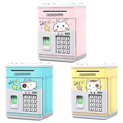 Behogar Electronic Piggy Bank Cartoon Imitation ATM Cash Coin Can Auto Money Saving Bank with Password for Kids Girls Gift