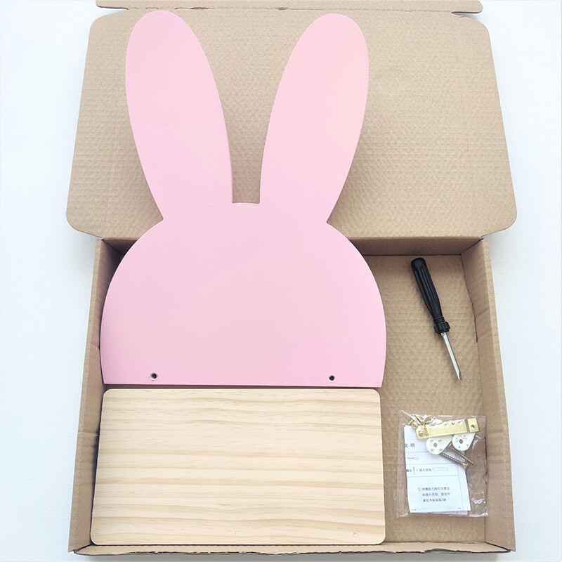 Skandináv stílusú fa fali polc baba gyerekszoba dekoráció Lovely Rabbits Bear tároló állvány Lebegő polcok lakberendezési szervező