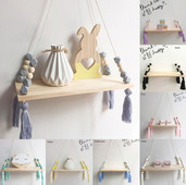 Skandinaviško stiliaus spalvingi karoliukai kutai mediniai Sieninės lentynos apdaila Vaikų kambario vaikiškų drabužių parduotuvės stendas