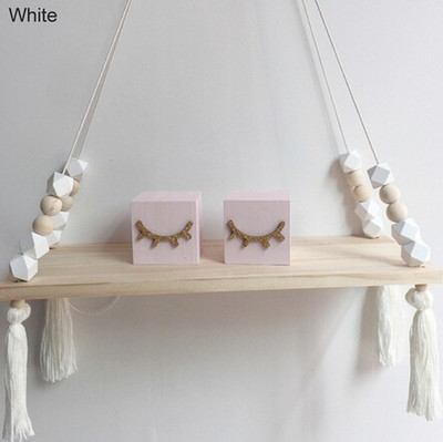 Skandinaviško stiliaus spalvingi karoliukai kutai mediniai Sieninės lentynos apdaila Vaikų kambario vaikiškų drabužių parduotuvės stendas