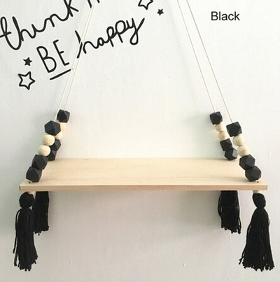 Skandinaviško stiliaus spalvingi karoliukai kutai mediniai Sieninės lentynos apdaila Vaikų kambario vaikiškų drabužių parduotuvės stendas