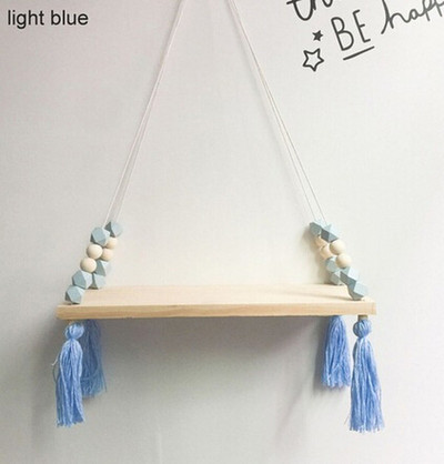 Skandinaviško stiliaus spalvingi karoliukai kutai mediniai Sieninės lentynos apdaila Vaikų kambario vaikiškų drabužių parduotuvės stendas