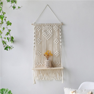1 vnt INS Makramo lentynos augalas Boho namų dekoras Kalėdų Naujųjų metų rankų darbo pynimo medinis sieninis žvakių laikiklis plūduriuojanti saugojimo dovana SW