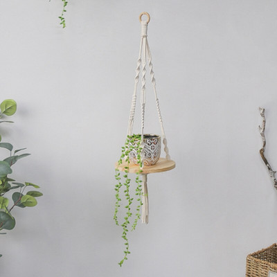 1 vnt INS Makramo lentynos augalas Boho namų dekoras Kalėdų Naujųjų metų rankų darbo pynimo medinis sieninis žvakių laikiklis plūduriuojanti saugojimo dovana SW