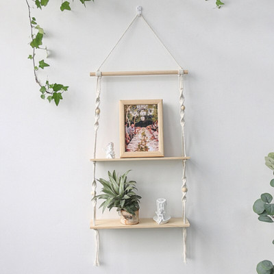 1 vnt INS Makramo lentynos augalas Boho namų dekoras Kalėdų Naujųjų metų rankų darbo pynimo medinis sieninis žvakių laikiklis plūduriuojanti saugojimo dovana SW