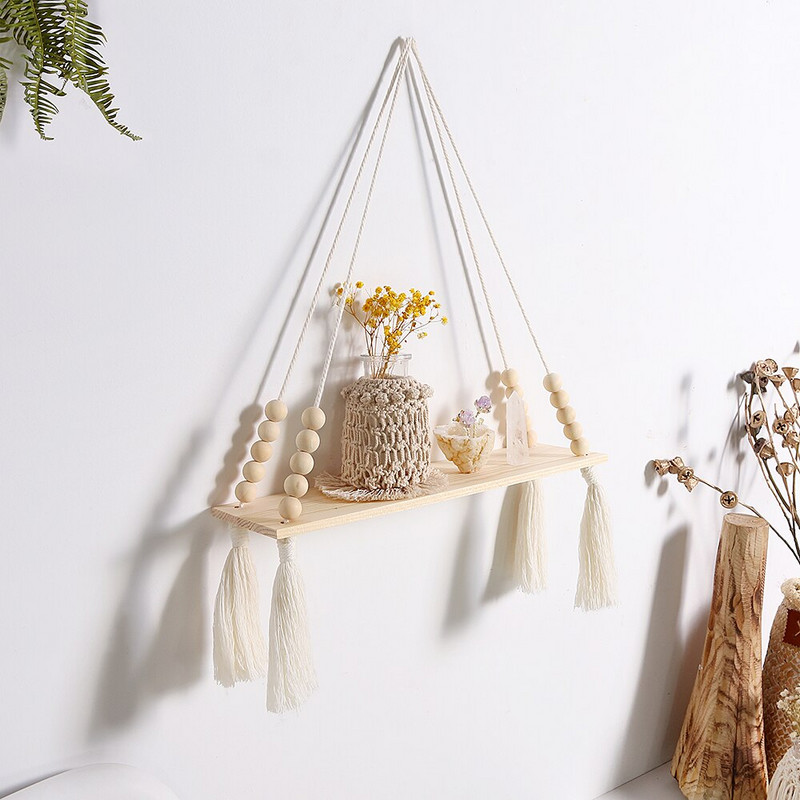 Boho fali polc lakberendezési lebegő polcok fali dekorációhoz Polc hálószoba polcok fali dekorációhoz fa dekoráció