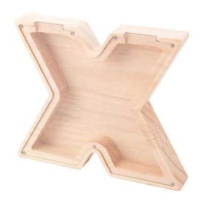 Κουμπαράς 26 επιστολών Ξύλινο κέρμα Κουτί εξοικονόμησης χρημάτων Βάζο Κουτί αποθήκευσης νομισμάτων για παιδιά Στολίδι επιτραπέζιου υπολογιστή Χειροτεχνία σπιτιού