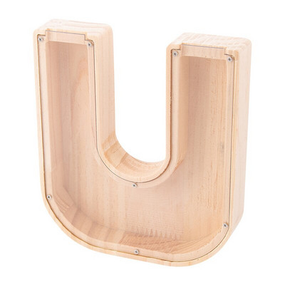 Κουμπαράς 26 επιστολών Ξύλινο κέρμα Κουτί εξοικονόμησης χρημάτων Βάζο Κουτί αποθήκευσης νομισμάτων για παιδιά Στολίδι επιτραπέζιου υπολογιστή Χειροτεχνία σπιτιού