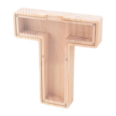 Κουμπαράς 26 επιστολών Ξύλινο κέρμα Κουτί εξοικονόμησης χρημάτων Βάζο Κουτί αποθήκευσης νομισμάτων για παιδιά Στολίδι επιτραπέζιου υπολογιστή Χειροτεχνία σπιτιού