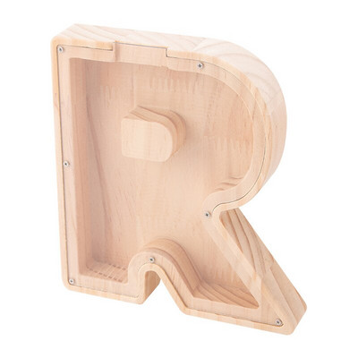 Κουμπαράς 26 επιστολών Ξύλινο κέρμα Κουτί εξοικονόμησης χρημάτων Βάζο Κουτί αποθήκευσης νομισμάτων για παιδιά Στολίδι επιτραπέζιου υπολογιστή Χειροτεχνία σπιτιού