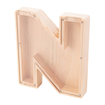 Κουμπαράς 26 επιστολών Ξύλινο κέρμα Κουτί εξοικονόμησης χρημάτων Βάζο Κουτί αποθήκευσης νομισμάτων για παιδιά Στολίδι επιτραπέζιου υπολογιστή Χειροτεχνία σπιτιού