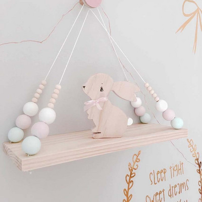 Nordic Kids Decor Φούντες Αποθήκευση Ράφι τοίχου Κρεμαστά ξύλινα παιχνίδια Μοντέλο Έπιπλα Παιδικού Δωματίου Βρεφικό Διακόσμηση σπιτιού Artic