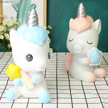 Κινούμενα σχέδια Rainbow Unicorn Piggy Bank Δημιουργική τυπωμένη ρητίνη Ζώα Κέρμα αλόγων Κουτιά εξοικονόμησης χρημάτων Υπέροχο δώρο διακόσμησης για παιδιά